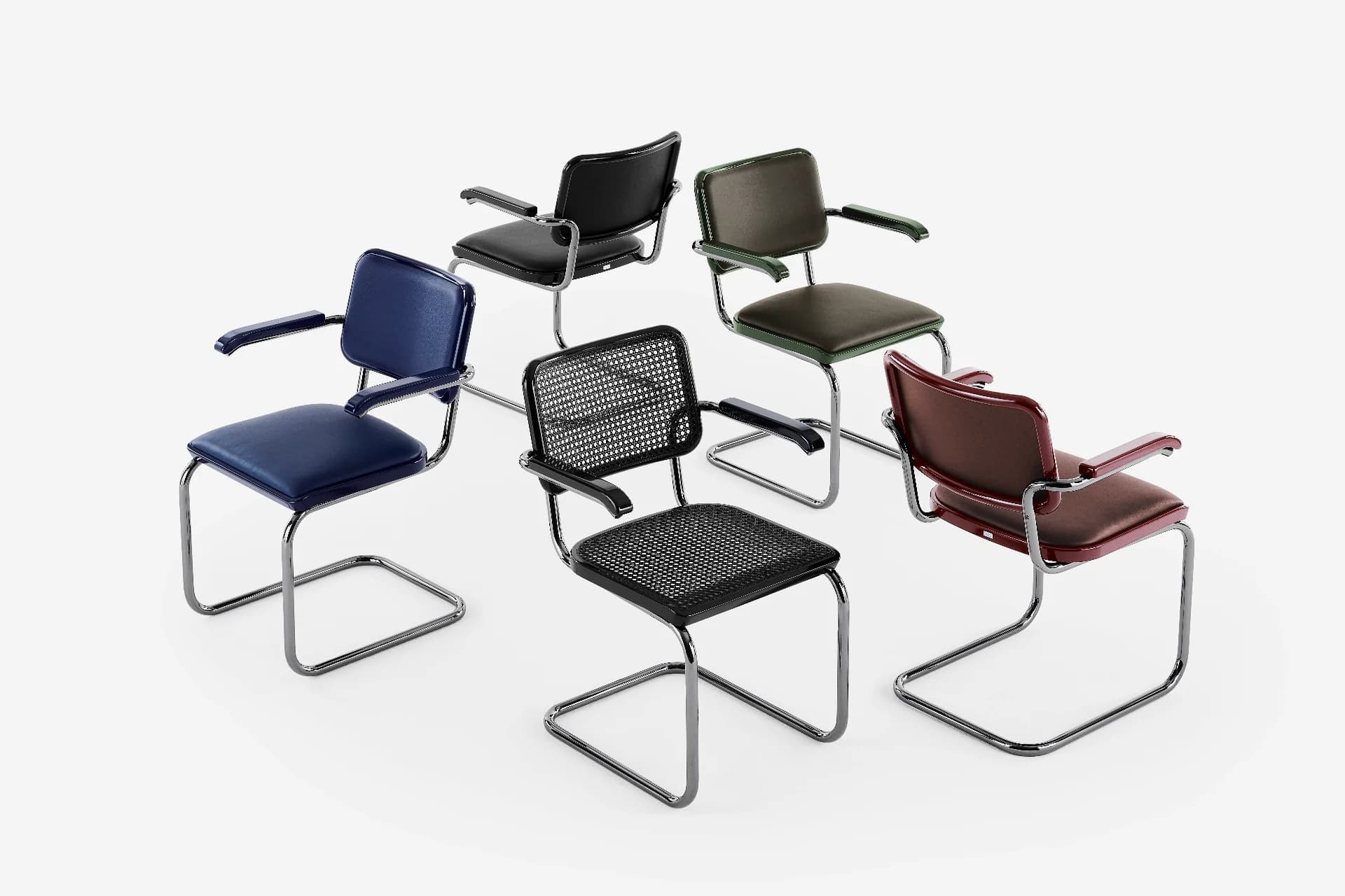 JS . Thonet cantilever chair group S64 of the SERIOUS 01-05 edition in titanium glossy.