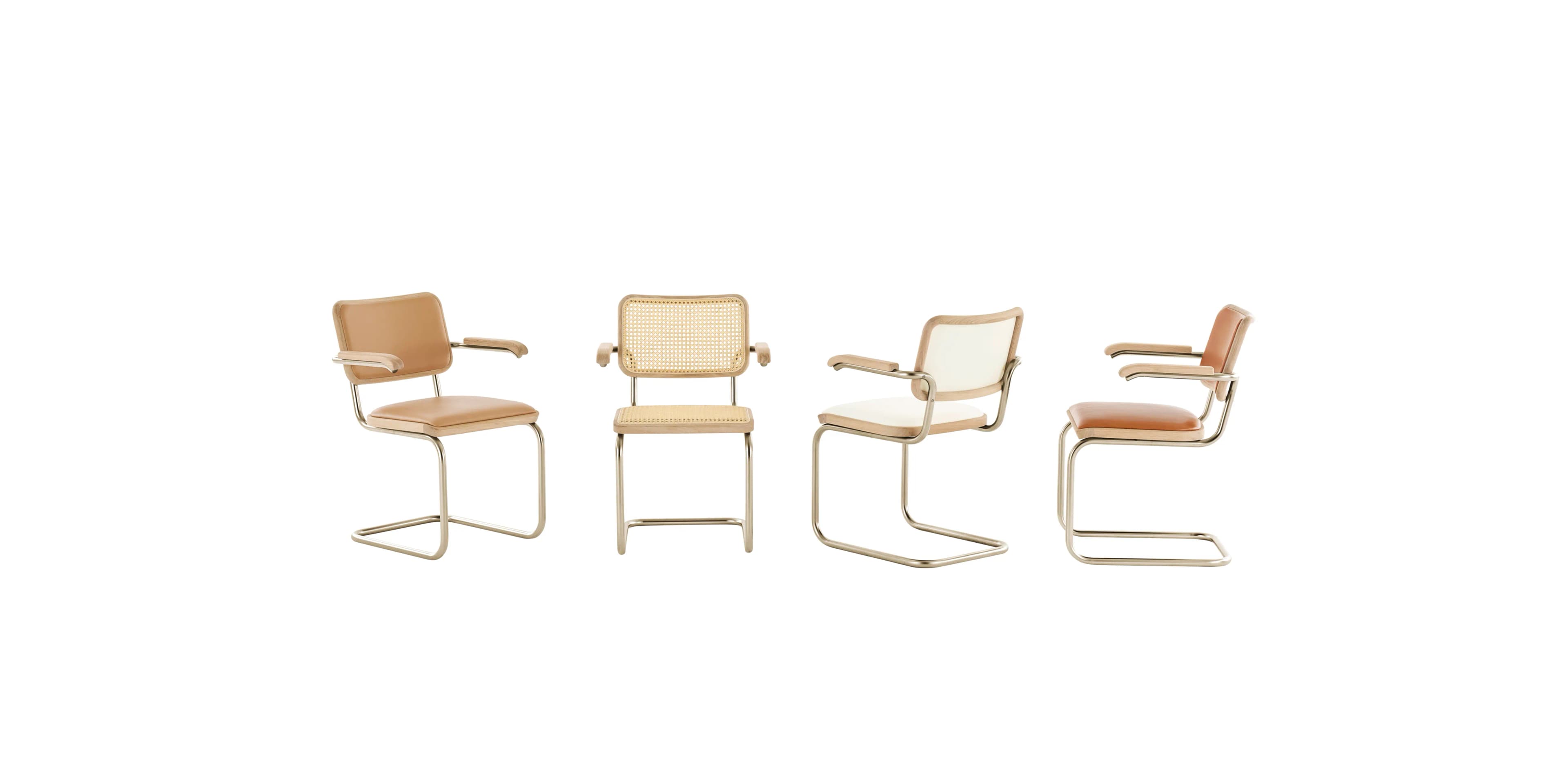 Image JS . Thonet cantilever chair group S64 of the edition NORDIC 01-04 in oak nickel silver matt.