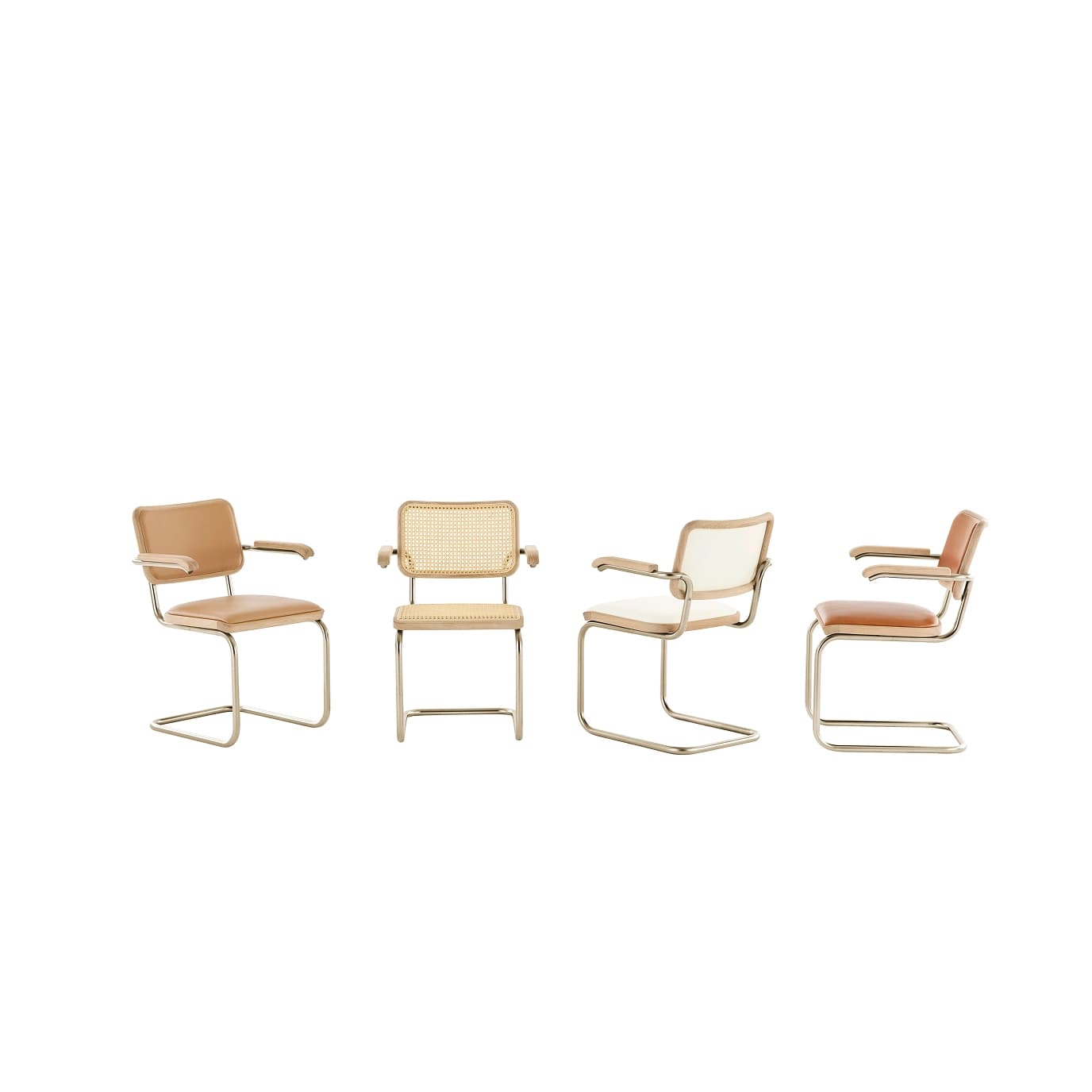 Image JS . Thonet cantilever chair group S64 of the edition NORDIC 01-04 in oak nickel silver matt.