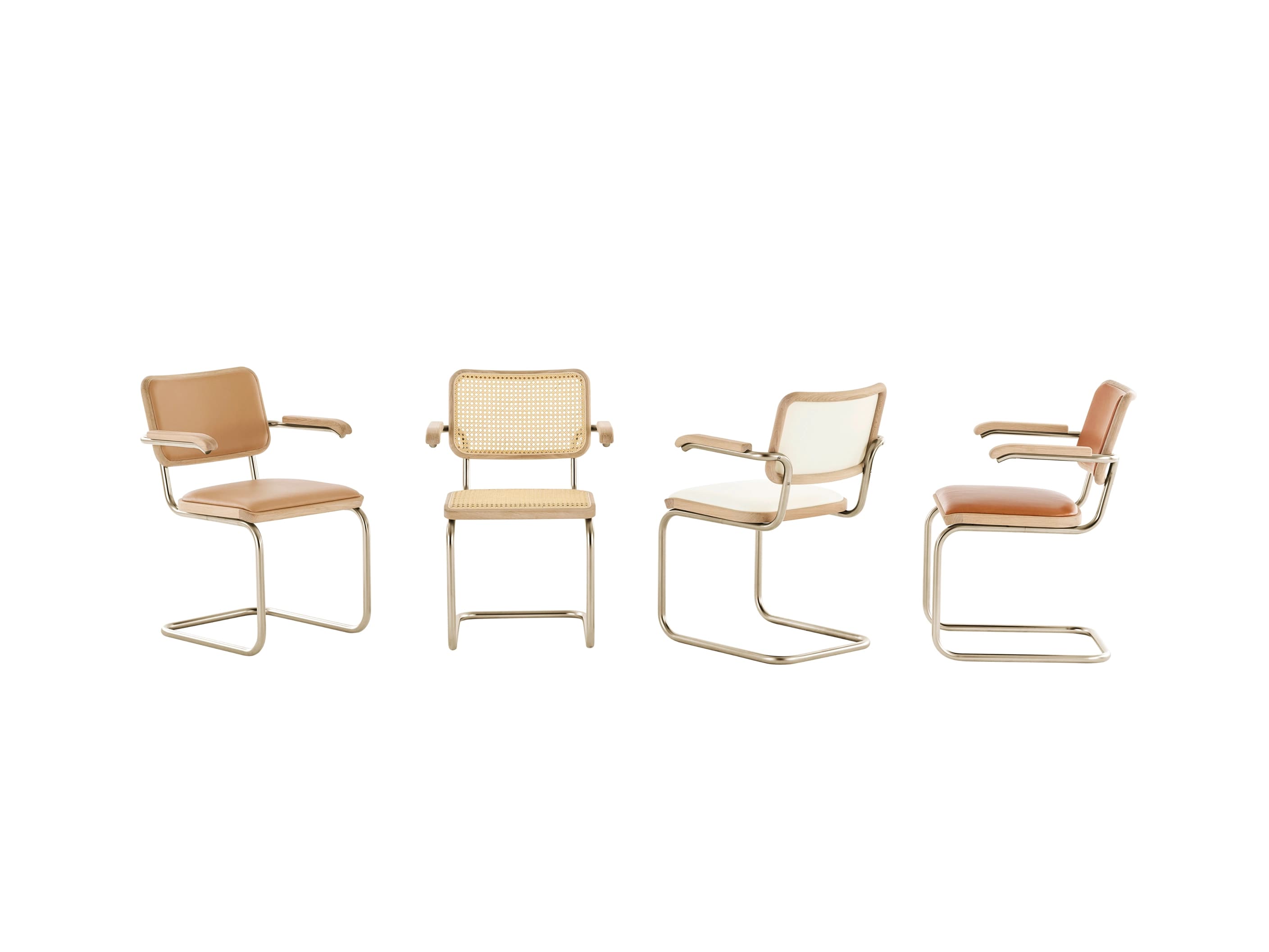 Image JS . Thonet cantilever chair group S64 of the edition NORDIC 01-04 in oak nickel silver matt.